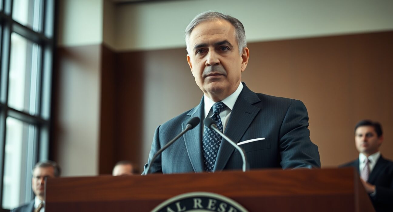 Federal Reserve Governor Alberto Musalem discussing tariff impacts on inflation at policy briefing