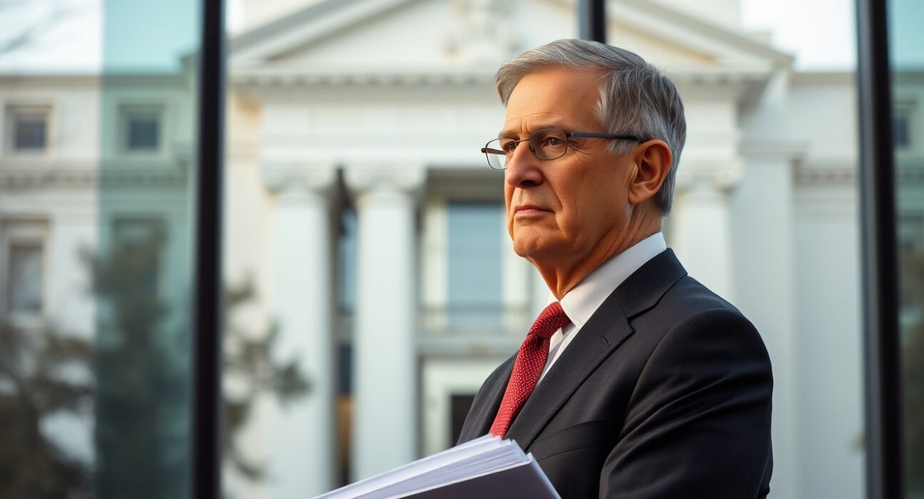 Federal Reserve Chair Jerome Powell considering monetary policy decisions on interest rates.