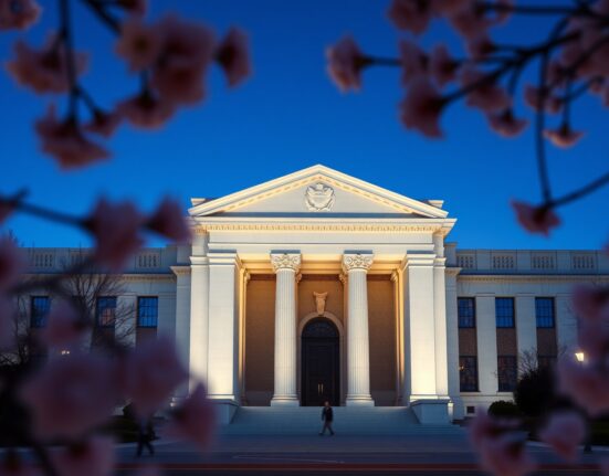 The Federal Reserve building symbolizes the central bank's updated inflation outlook and monetary policy decisions.