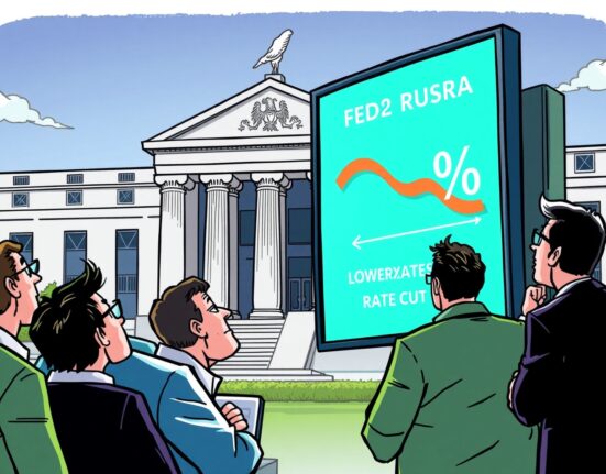 Cartoon showing traders reacting to lower odds of a Fed rate cut, highlighting shifting market expectations and economic uncertainty.