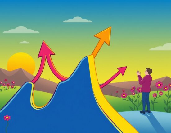 An upward-trending graph illustrating significant market growth, symbolizing the massive gains expected from a Fed rate cut across tech and crypto assets.