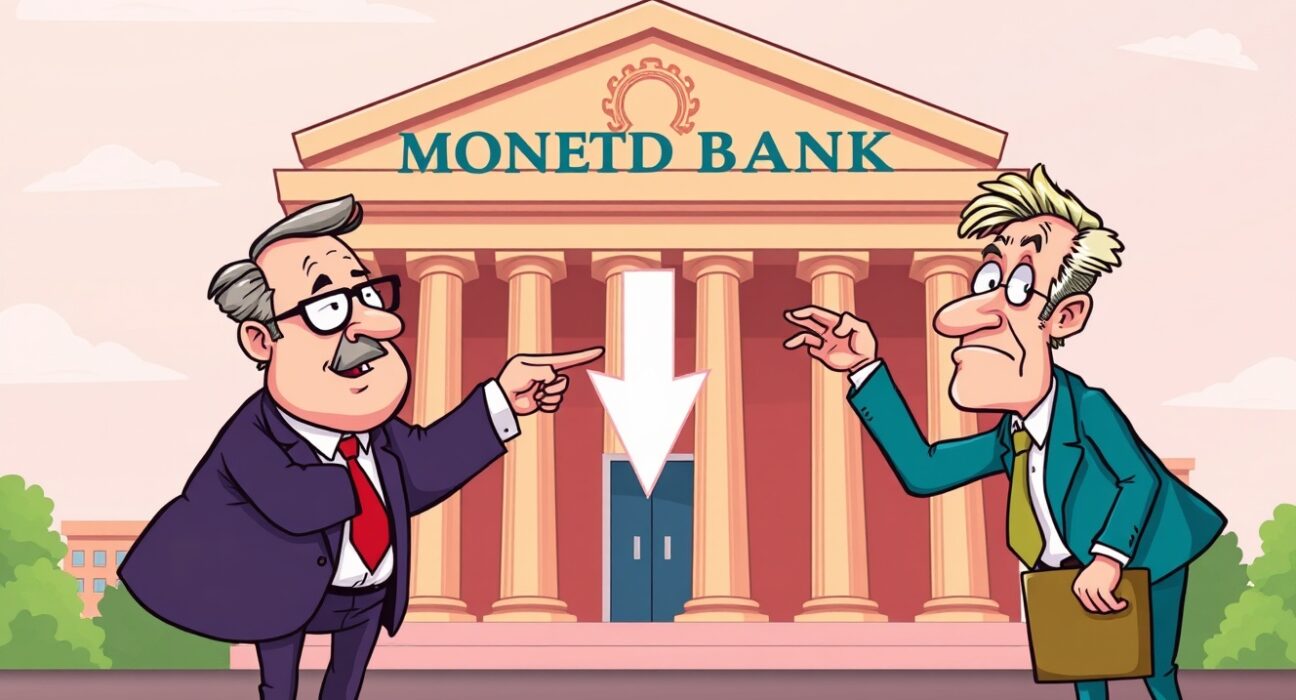 Economists discussing realistic Fed rate cut decision in animated boardroom setting