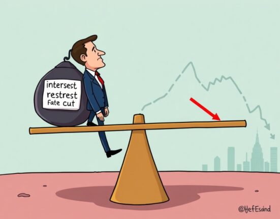 A cartoon illustration showing the odds for a Fed rate cut decreasing, reflecting market uncertainty.