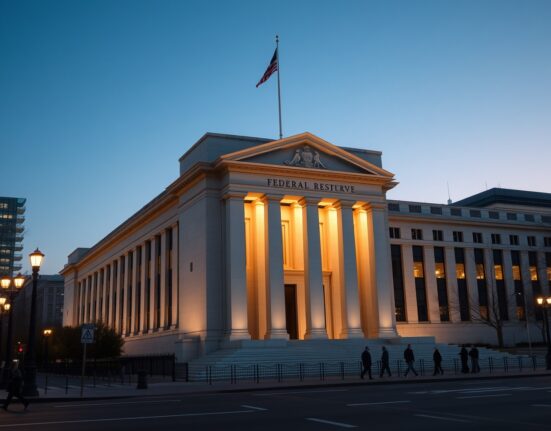 Federal Reserve building in Washington D.C. representing monetary policy decisions and economic