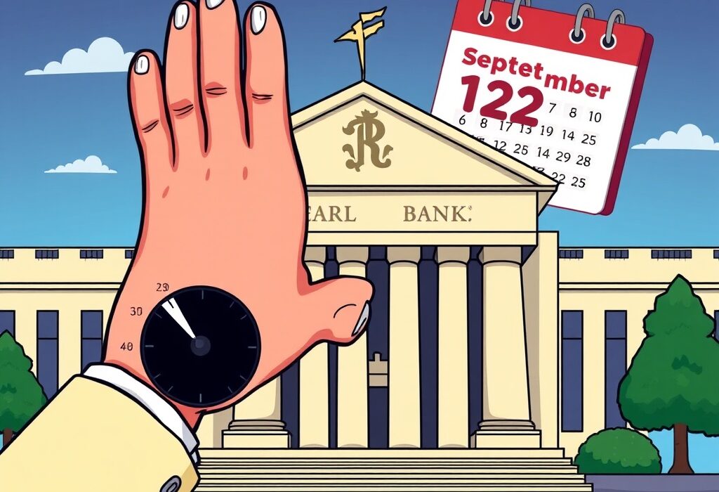 Cartoon showing the Federal Reserve lowering interest rates, symbolizing the anticipated Fed rate cut in September.