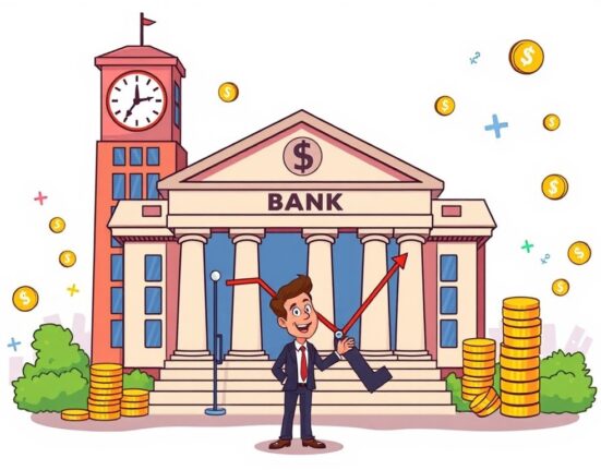 A cartoon illustration depicting the potential impact of Fed rate cuts on the economy, with a focus on future economic shifts.