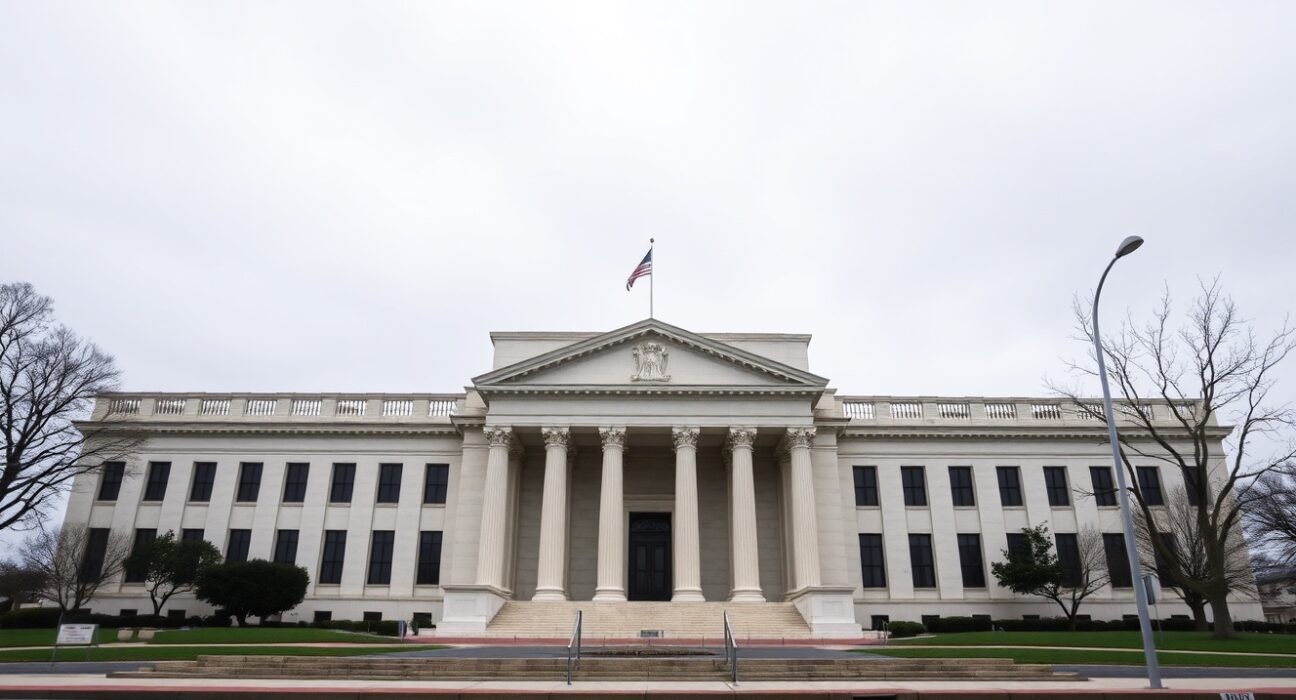 Federal Reserve building in Washington D.C. with limited Fed rate cuts predicted by Rabobank analysis
