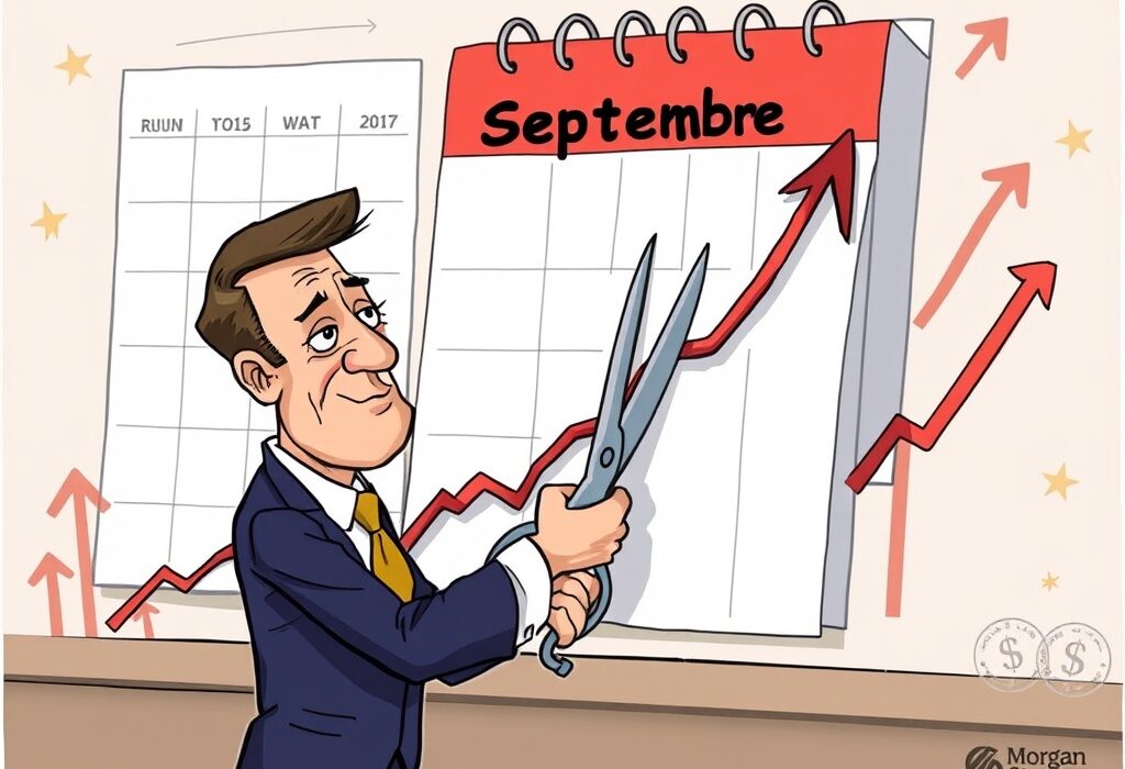 A cartoon illustration showing an analyst predicting Fed rate cuts, highlighting the significant economic impact of Federal Reserve decisions.