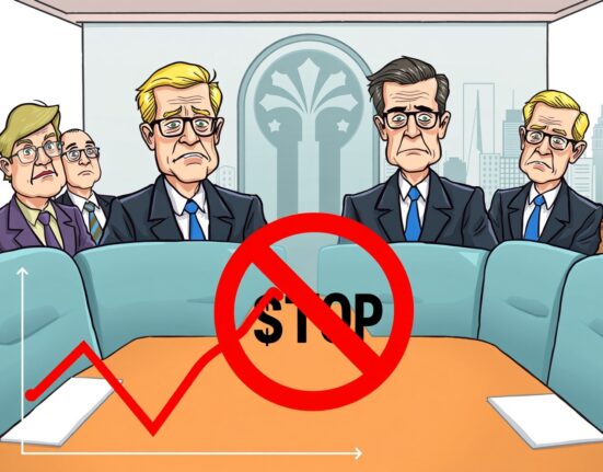 A determined Federal Reserve official signaling no Fed rate cuts, reflecting economic stability and policy decisions for the coming year.