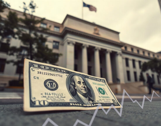 US dollar banknote with Federal Reserve building in background, symbolizing currency market analysis