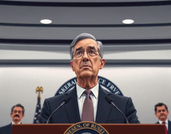 Federal Reserve Chairman Jerome Powell speaks at a press conference about Fed rate hike and cut odds