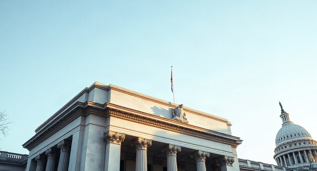 Federal Reserve Building in Washington, D.C., on a clear day