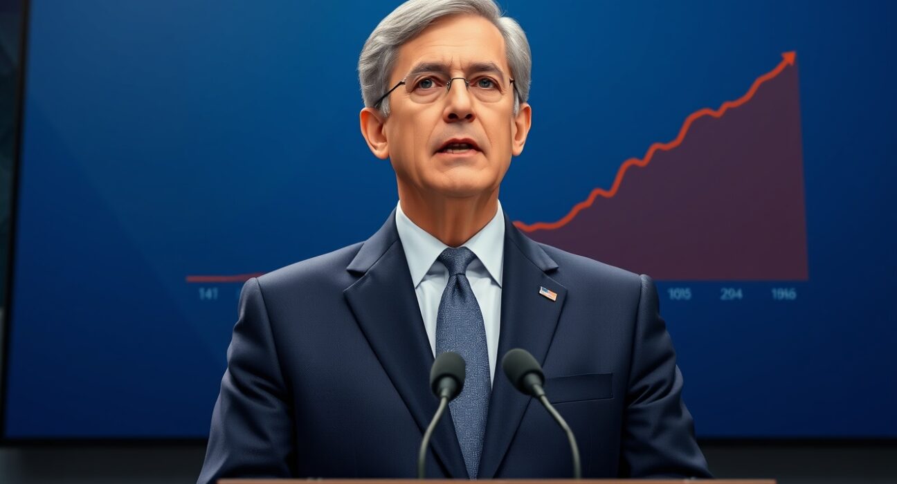 Federal Reserve Chair Jerome Powell discussing monetary policy amid rising oil price concerns.