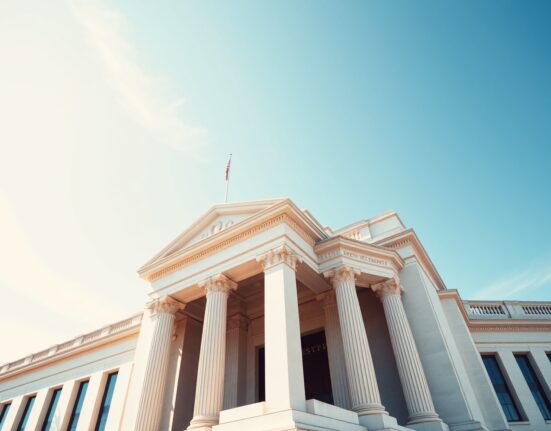 Exterior of the Federal Reserve building in Washington, D.C., on a sunny day