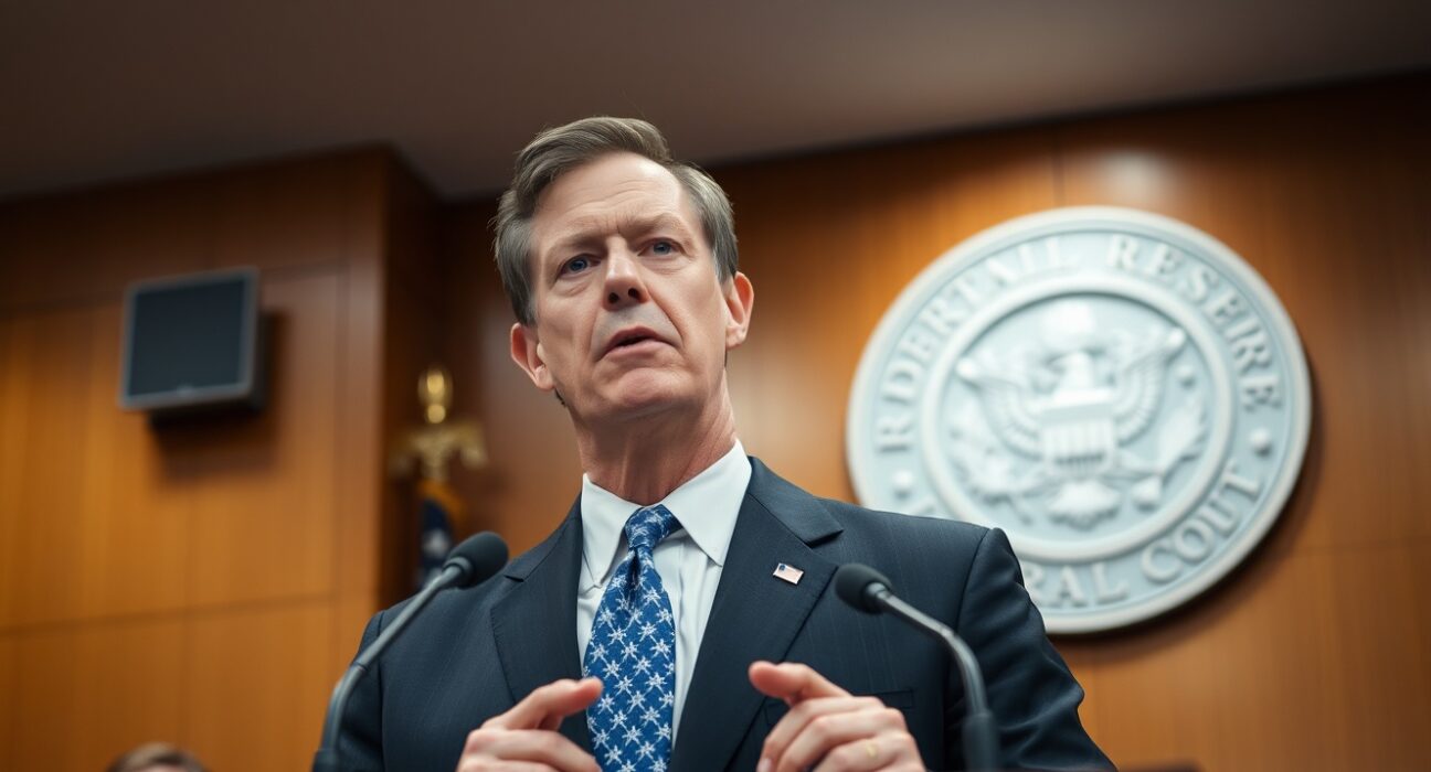 Federal Reserve Governor Christopher Waller speaking at a press conference.
