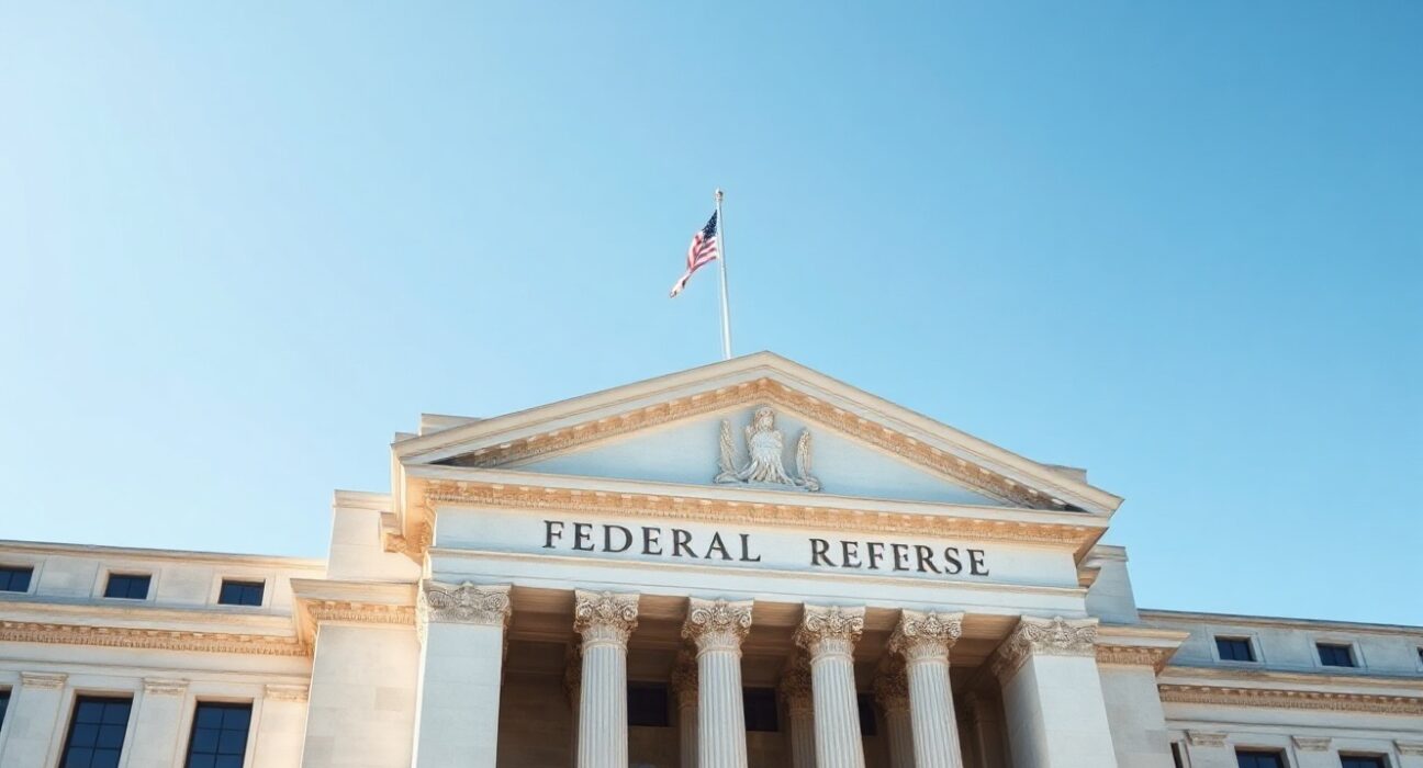 Federal Reserve building in Washington, D.C., under clear sky