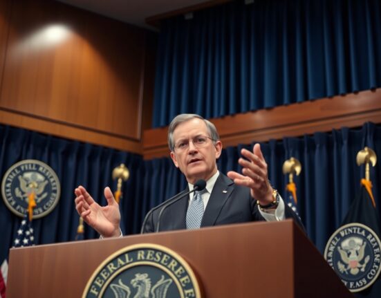 Federal Reserve Governor Christopher Waller speaking at a press conference in Washington D.C.