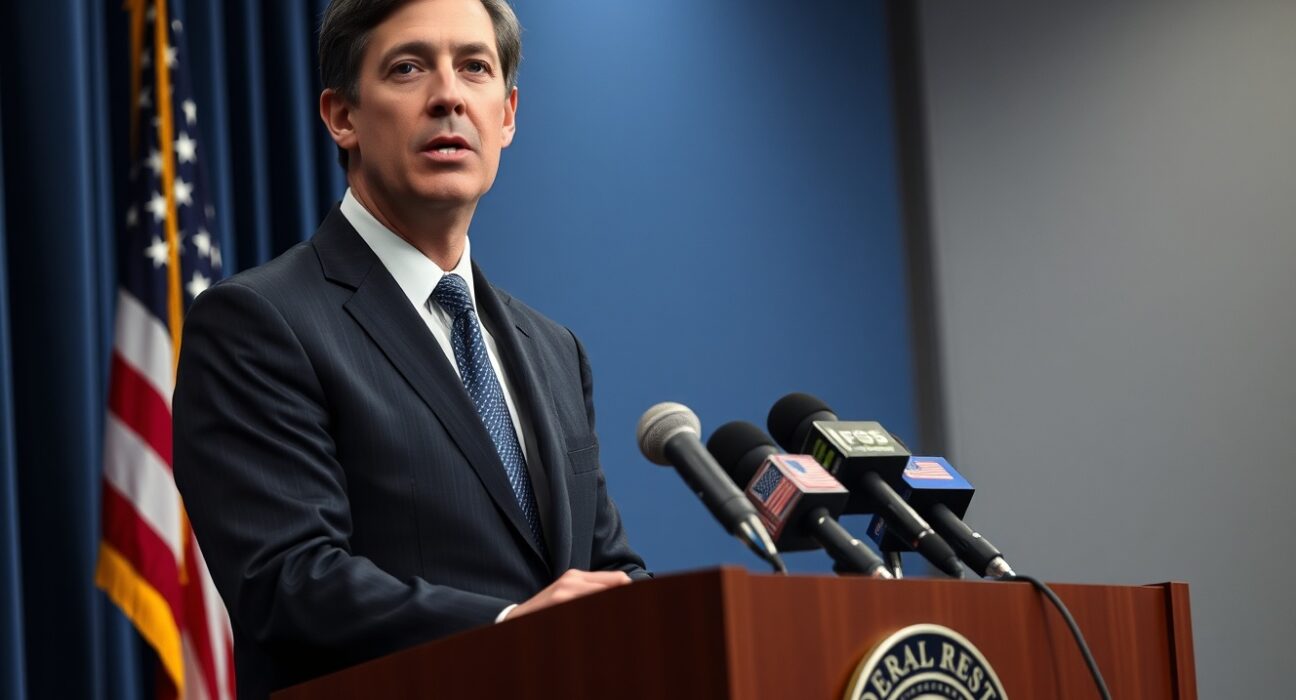 Federal Reserve Governor Kevin Warsh speaking at a press conference