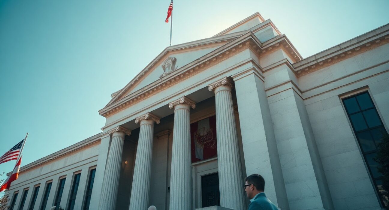 Exterior of the Federal Reserve Building in Washington, D.C., on a sunny day.