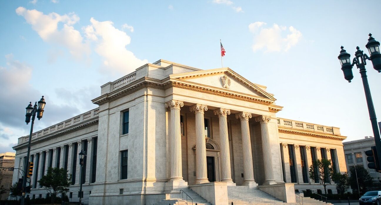 Exterior of the Federal Reserve Building in Washington, D.C. under afternoon light