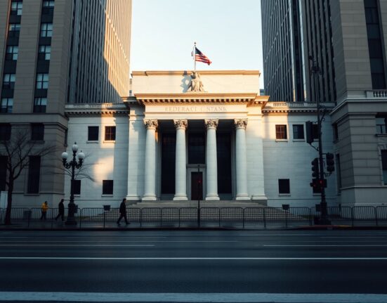 Exterior of the Federal Reserve Bank of New York building on a clear day