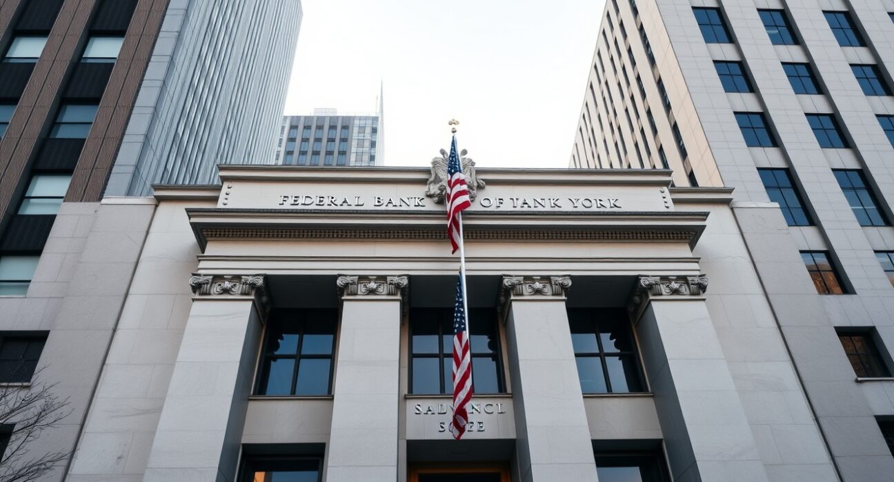 Federal Reserve Bank of New York building on a clear day