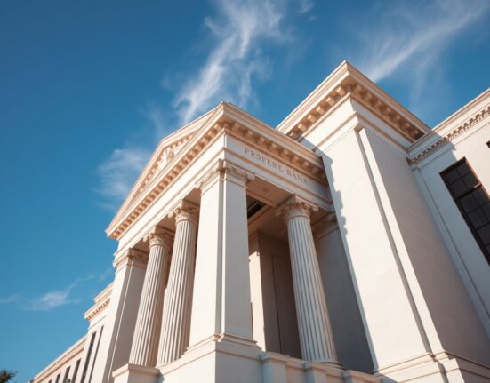 Exterior of the Federal Reserve Bank of New York building on a clear day