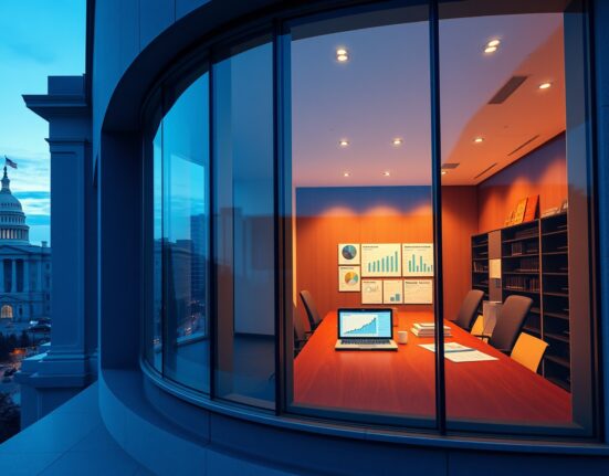 Federal Reserve building with economic analysis charts illustrating monetary policy decisions for 2025.