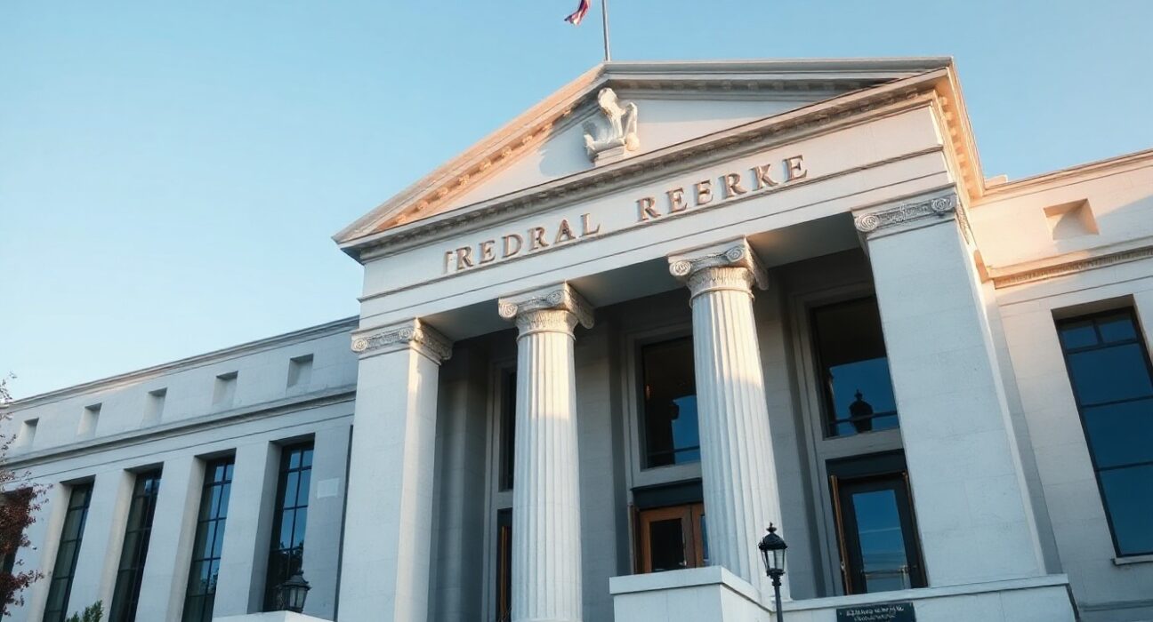 Federal Reserve building in Washington, D.C., with clear sky