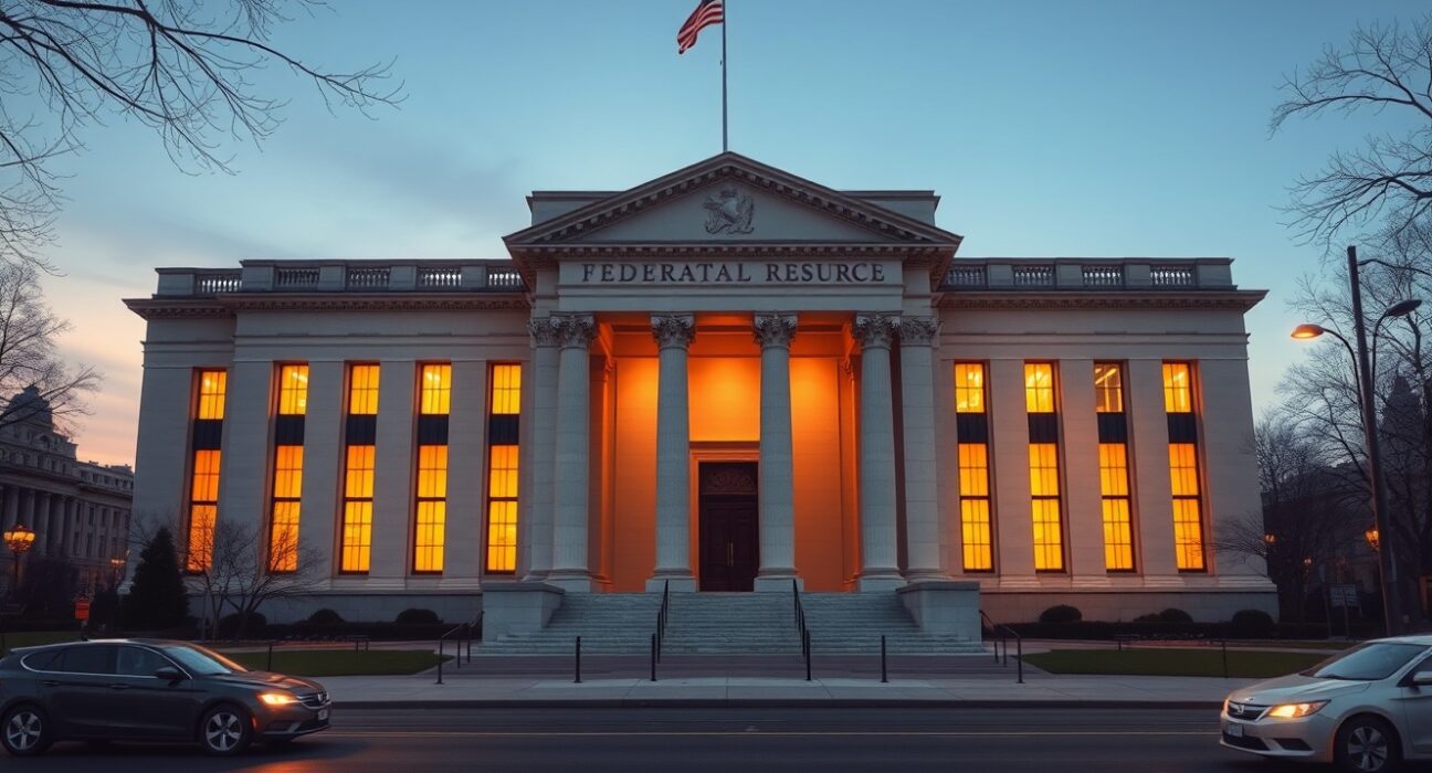Federal Reserve building analysis for monetary policy decisions and interest rate outlook
