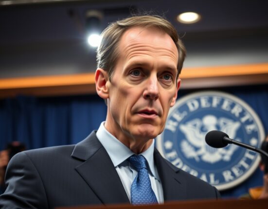 Federal Reserve official Austan Goolsbee reaffirming 2% inflation target during monetary policy announcement