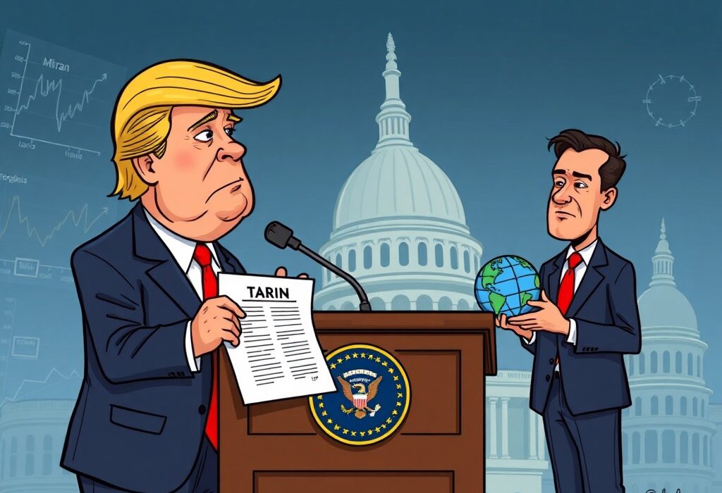 A cartoon illustration showing President Trump considering candidates for Federal Reserve Governor, highlighting economic policy decisions.
