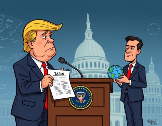 A cartoon illustration showing President Trump considering candidates for Federal Reserve Governor, highlighting economic policy decisions.