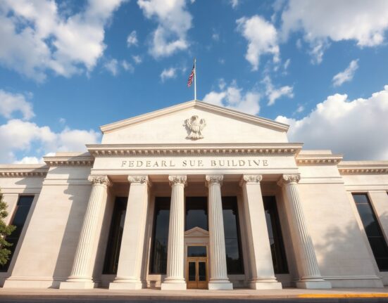Exterior of the Federal Reserve building in Washington, D.C. on a sunny afternoon.
