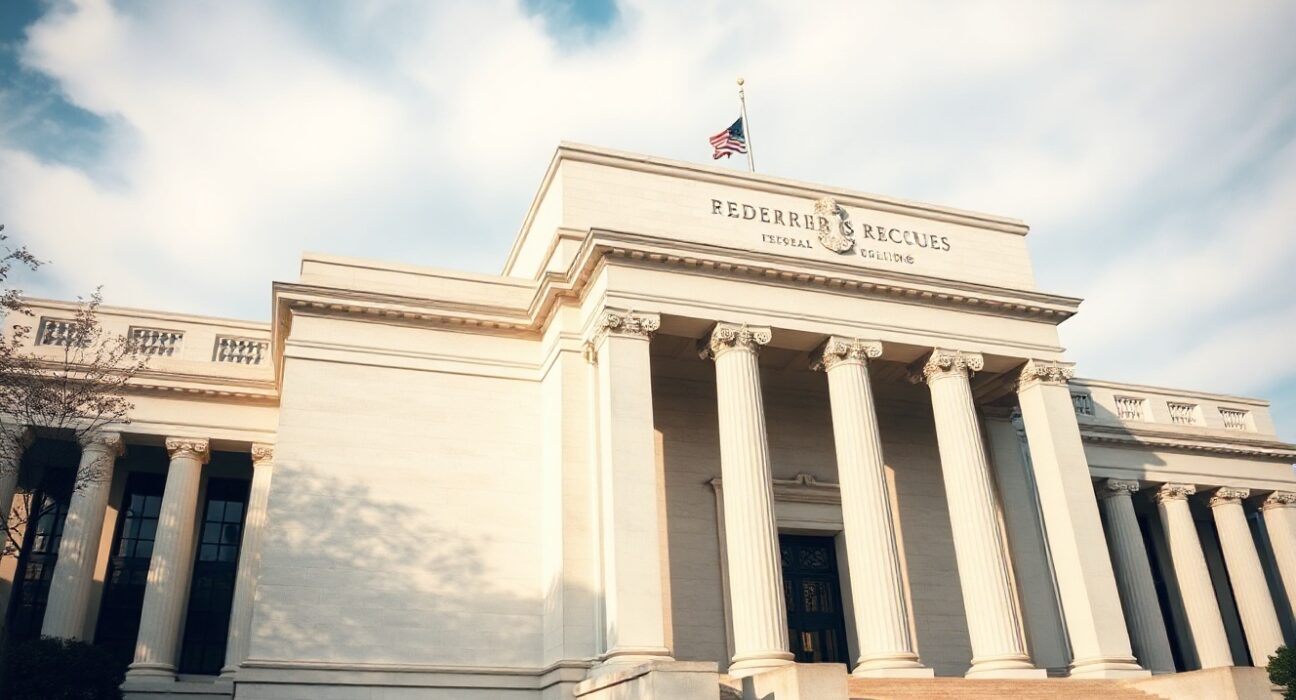 Exterior of the Federal Reserve Building in Washington, D.C. on a sunny day