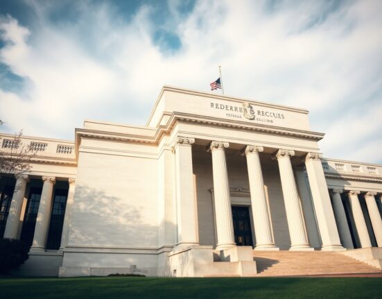 Exterior of the Federal Reserve Building in Washington, D.C. on a sunny day