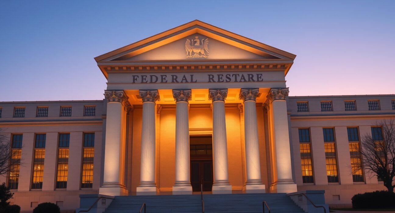 The Federal Reserve building in Washington D.C., representing central bank monetary policy decisions on interest rates.