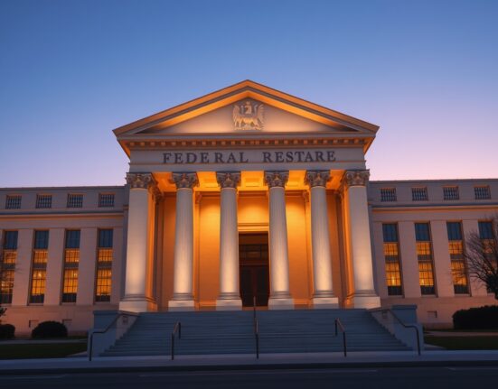The Federal Reserve building in Washington D.C., representing central bank monetary policy decisions on interest rates.