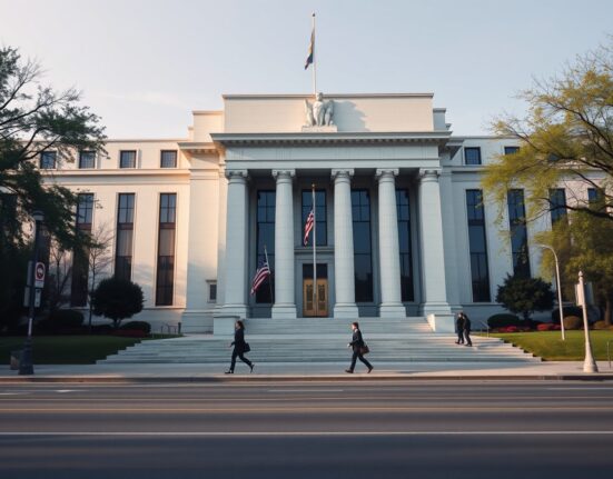 Exterior of the Federal Reserve building in Washington D.C. on a sunny day