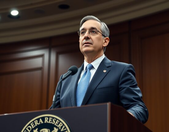 Federal Reserve Governor Alberto Musalem discussing monetary policy stability at formal conference