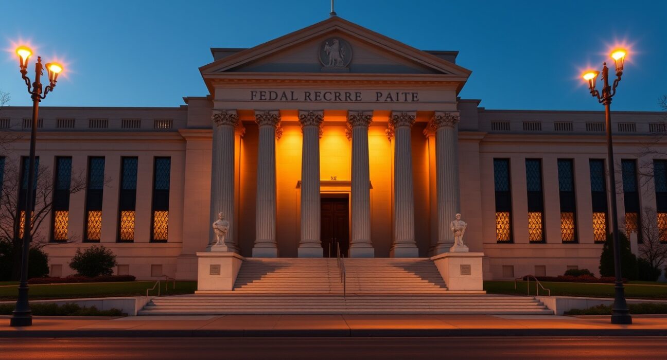 Federal Reserve building representing the end of the U.S. rate cut cycle as forecast by JPMorgan.
