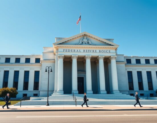 Federal Reserve building representing monetary policy decisions and economic analysis