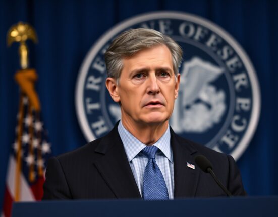 Federal Reserve Chair Jerome Powell discussing interest rate policy at press conference