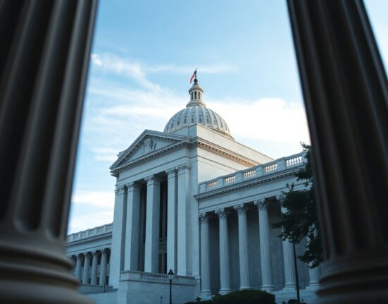 Federal Reserve building in Washington, D.C., with US Capitol in background