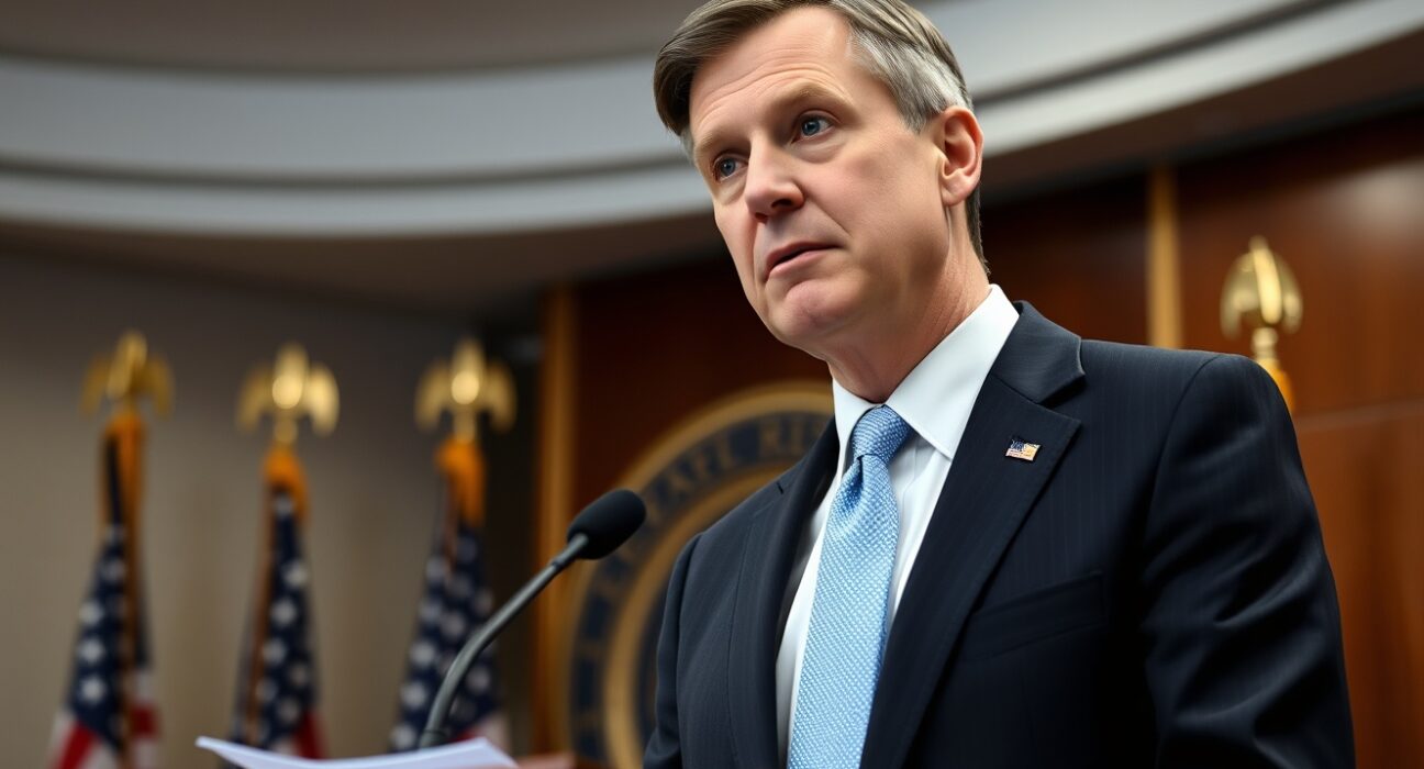 Federal Reserve Governor Christopher Waller discussing jobs data and economic stress indicators at policy briefing