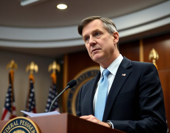 Federal Reserve Governor Christopher Waller discussing jobs data and economic stress indicators at policy briefing