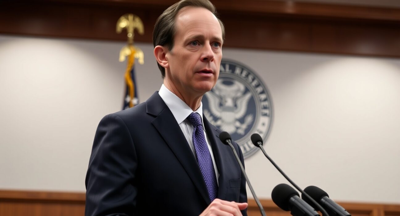 Federal Reserve Bank of Chicago President Austan Goolsbee speaking at a press conference