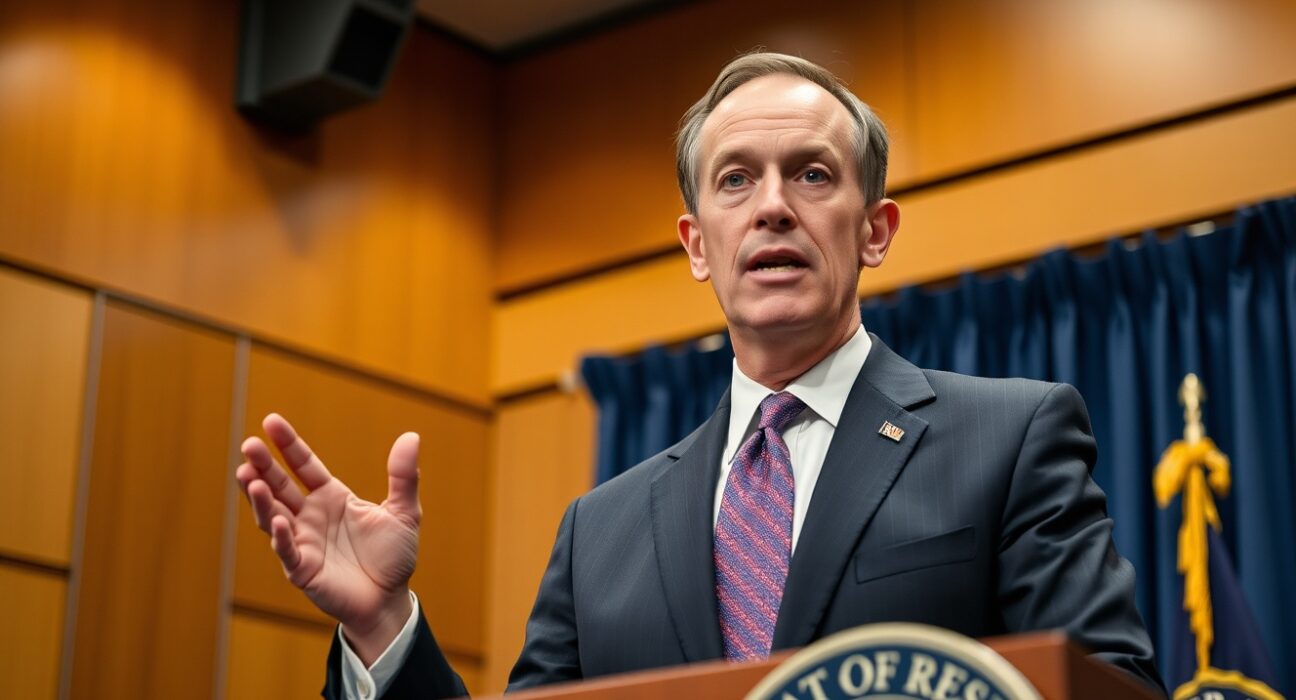 Federal Reserve Bank of Chicago President Austan Goolsbee speaking at a press conference