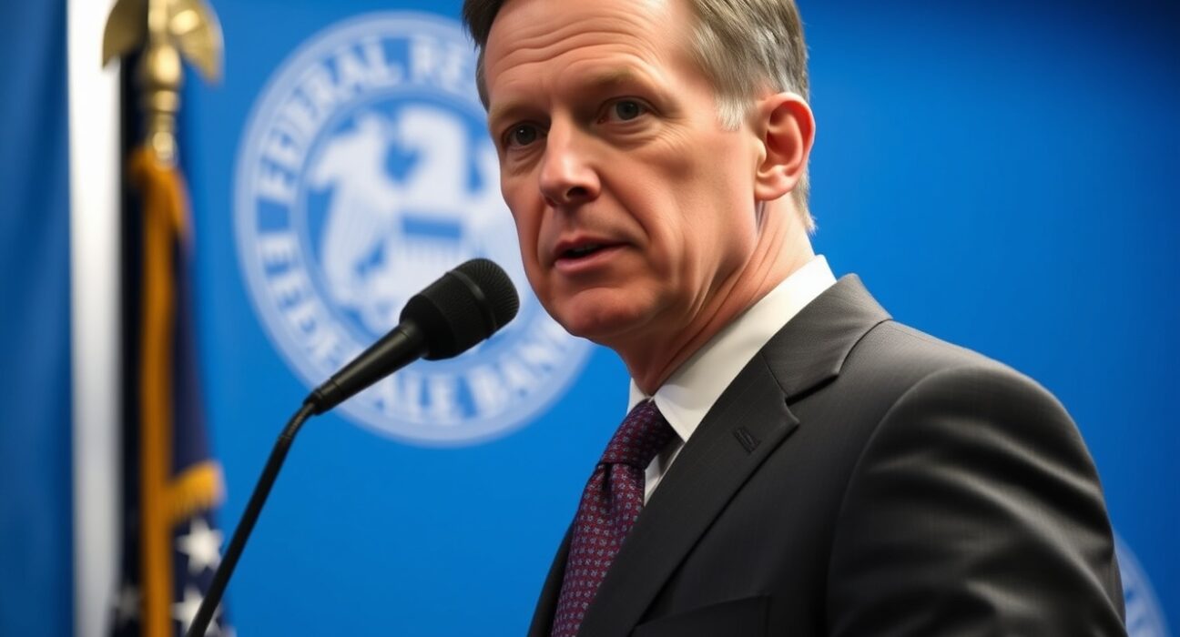 Federal Reserve Bank of Chicago President Austan Goolsbee speaking at a press conference