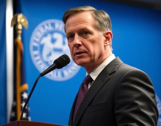 Federal Reserve Bank of Chicago President Austan Goolsbee speaking at a press conference